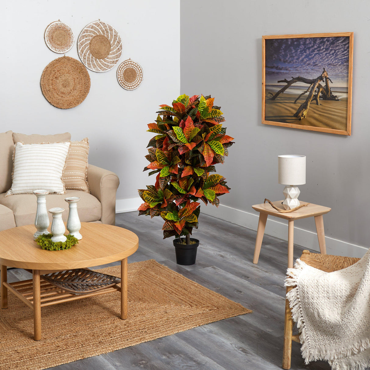 56” Croton Plant (Real Touch)-Parc Decor