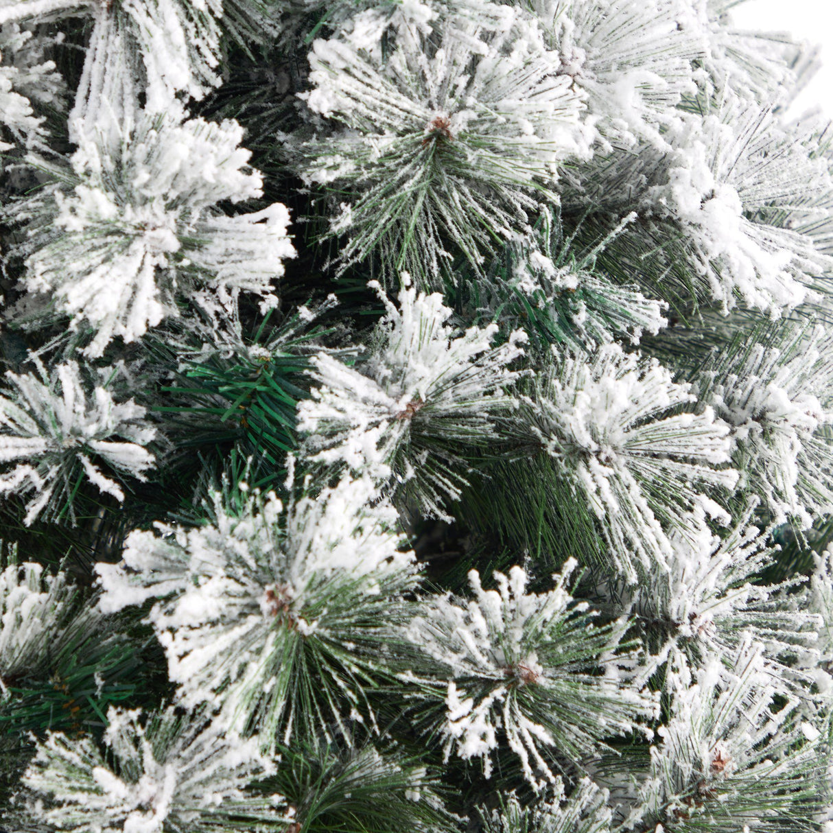 56” Flocked Oregon Pine Artificial Christmas Tree with 100 Clear Lights and 215 Bendable Branches in Decorative Urn-Christmas Tree-Parc Decor