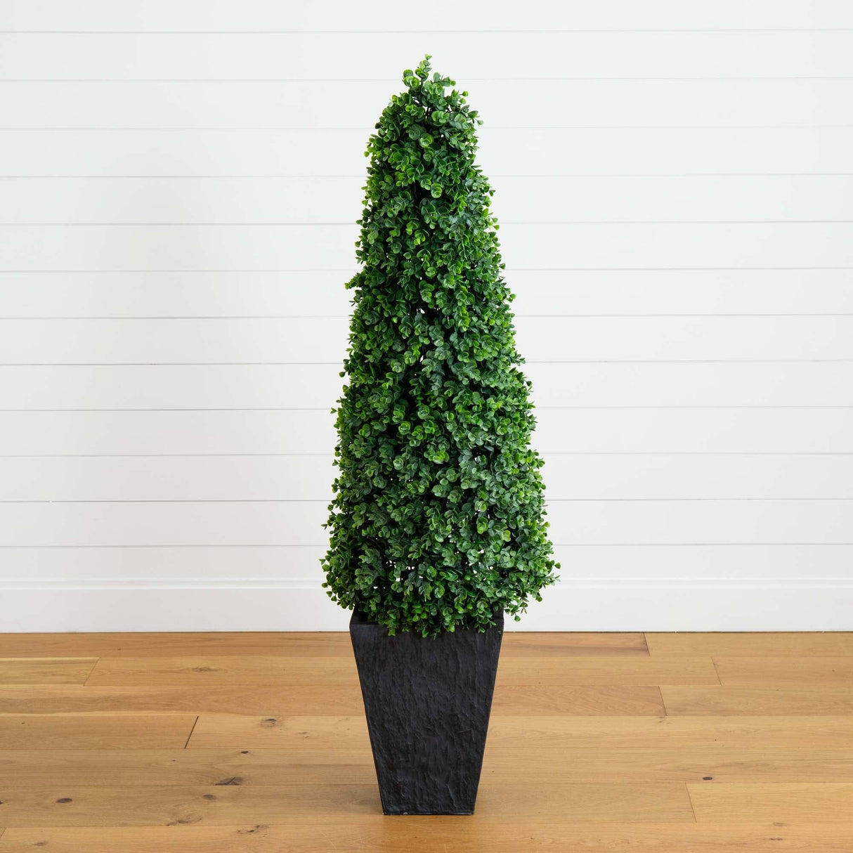 57” Eucalyptus Topiary Artificial Tree in Slate Planter (Indoor/Outdoor)-Parc Decor