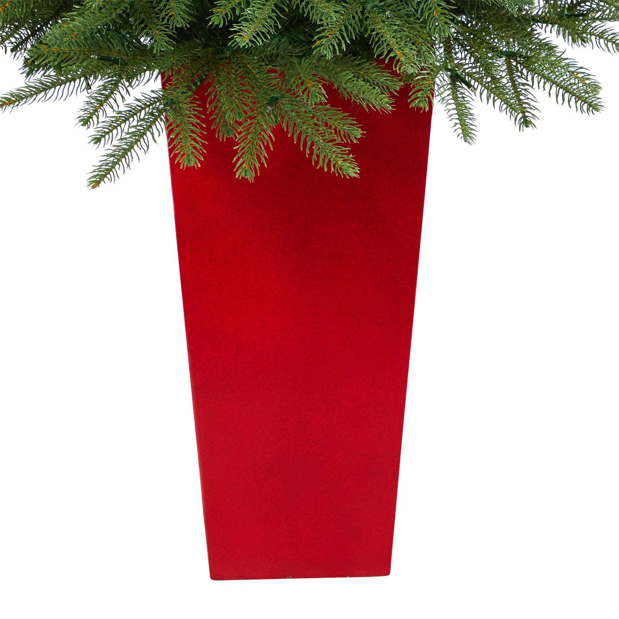57” Vancouver Fir “Natural Look” Artificial Christmas Tree with 250 Clear LED Lights and 814 Bendable Branches in Red Tower Planter-Christmas Tree-Parc Decor