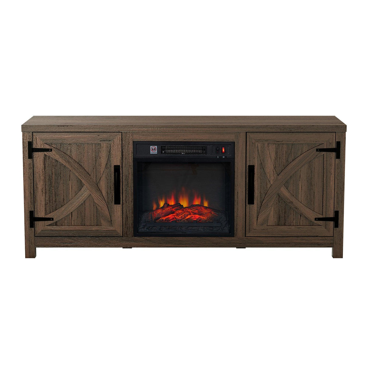 58" Farmhouse TV Stand with 18" Insert Electric Fireplace for Living Room-Parc Decor