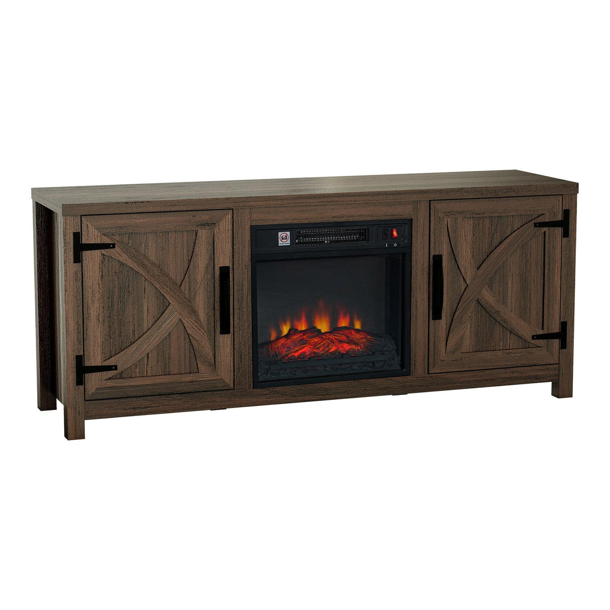 58" Farmhouse TV Stand with 18" Insert Electric Fireplace for Living Room-Parc Decor