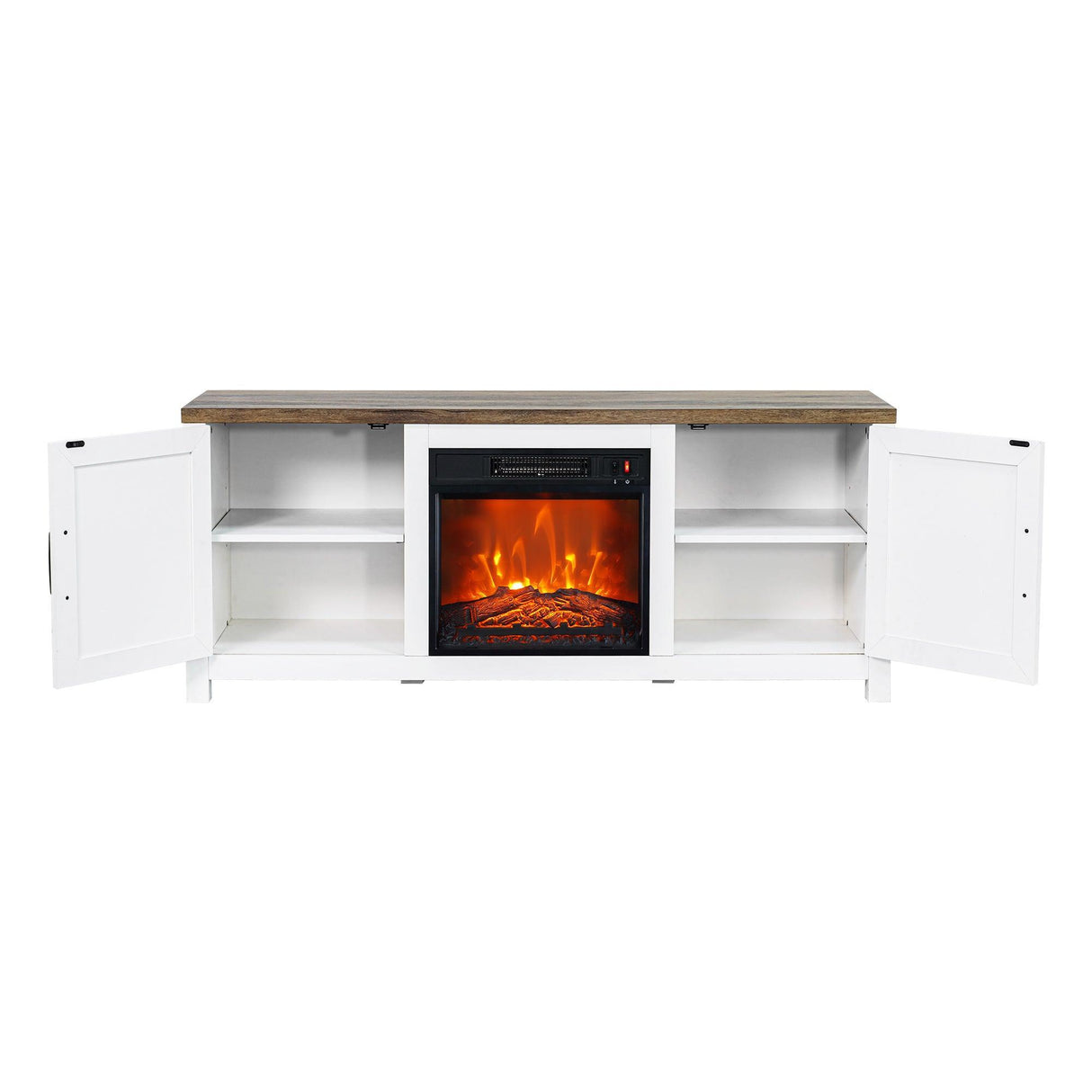 58" Farmhouse TV Stand with 18" Insert Electric Fireplace for Living Room-Parc Decor