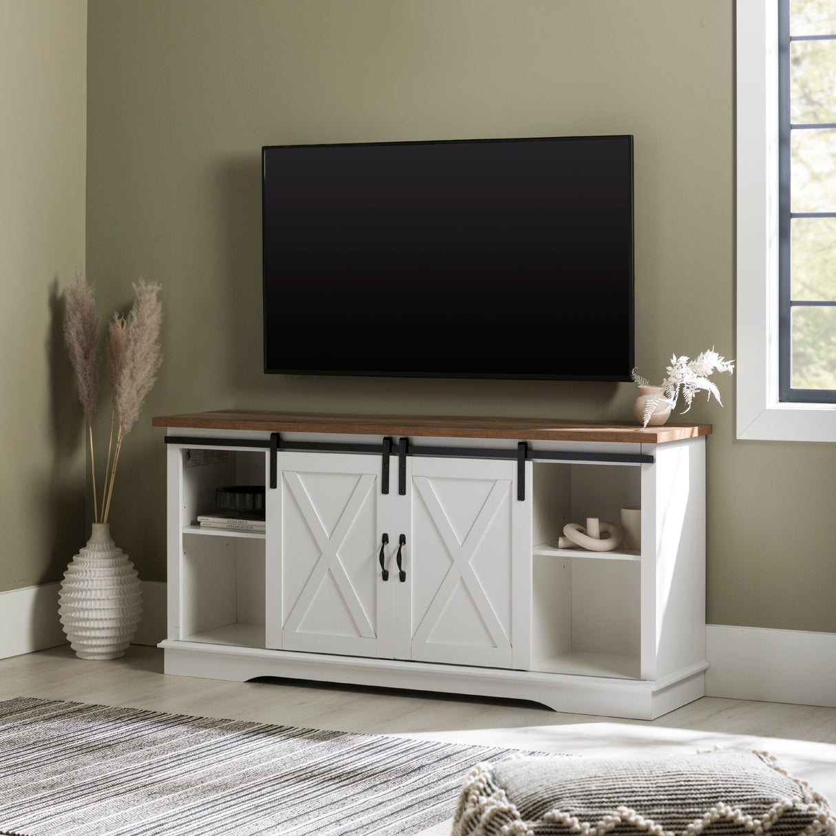 58" Sliding Barn Door TV Stand-Entertainment-Parc Decor