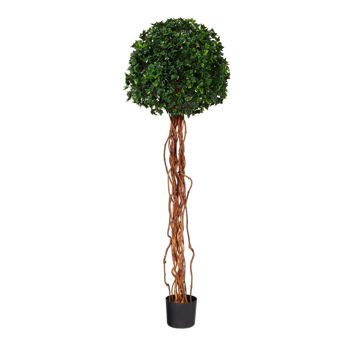 5.5’ English Ivy Single Ball Artificial Topiary Tree with Natural Trunk UV Resistant (Indoor/Outdoor)-Parc Decor