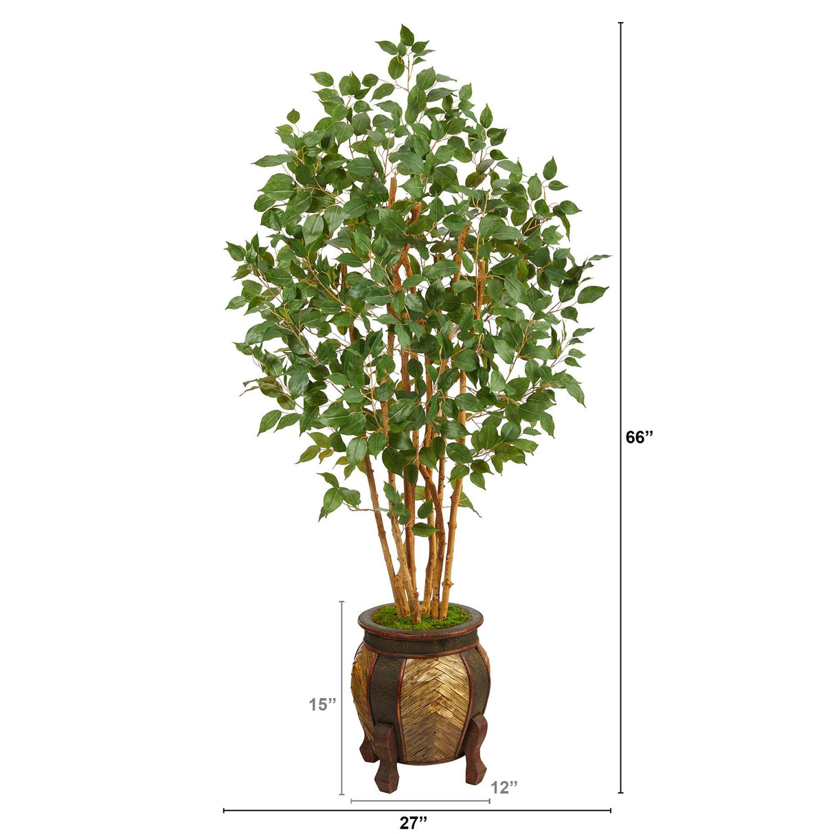 5.5' Ficus Bushy Artificial Tree in Decorative Planter-Parc Decor