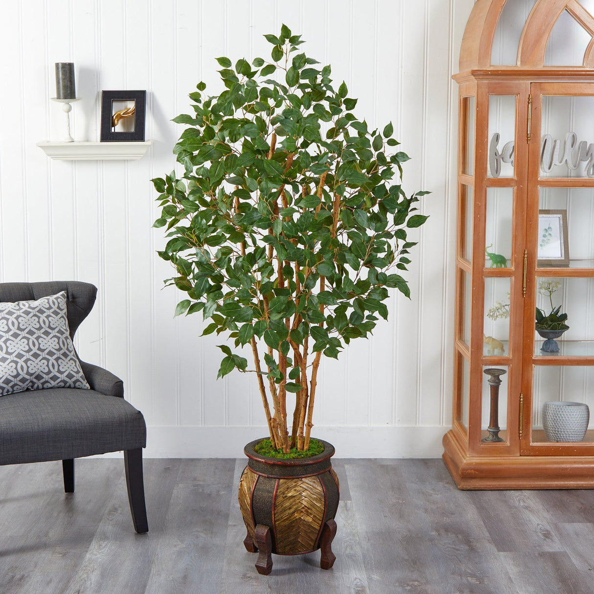 5.5' Ficus Bushy Artificial Tree in Decorative Planter-Parc Decor