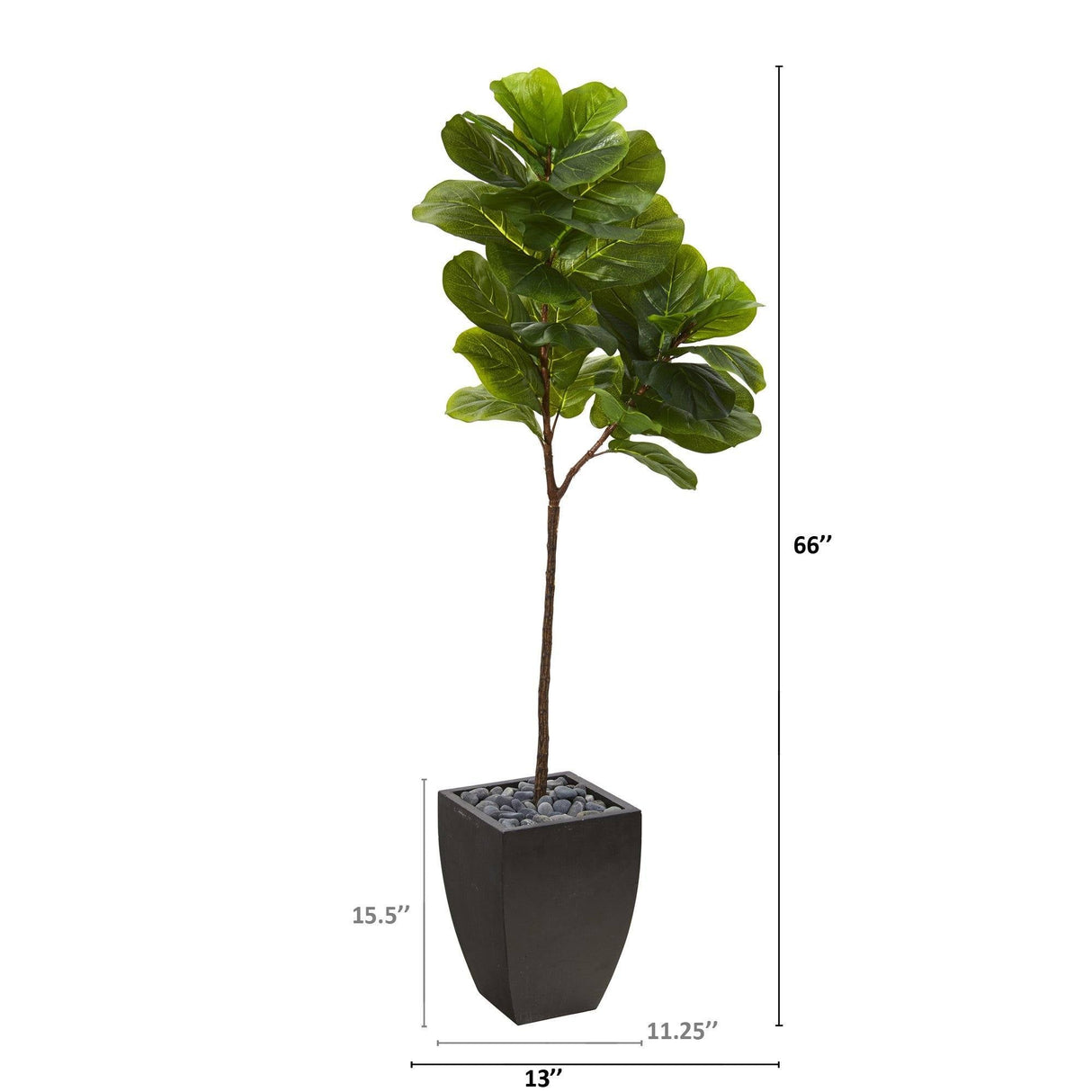 5.5’ Fiddle Leaf Artificial Tree in Black Planter (Real Touch)-Parc Decor