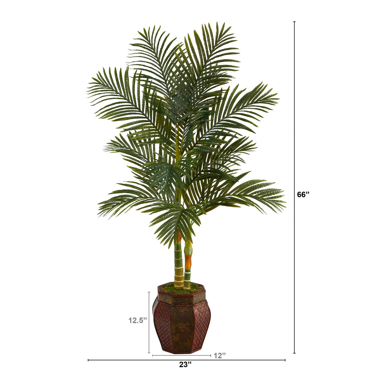 5.5’ Golden Cane Artificial Palm Tree in Decorative Planter-Parc Decor