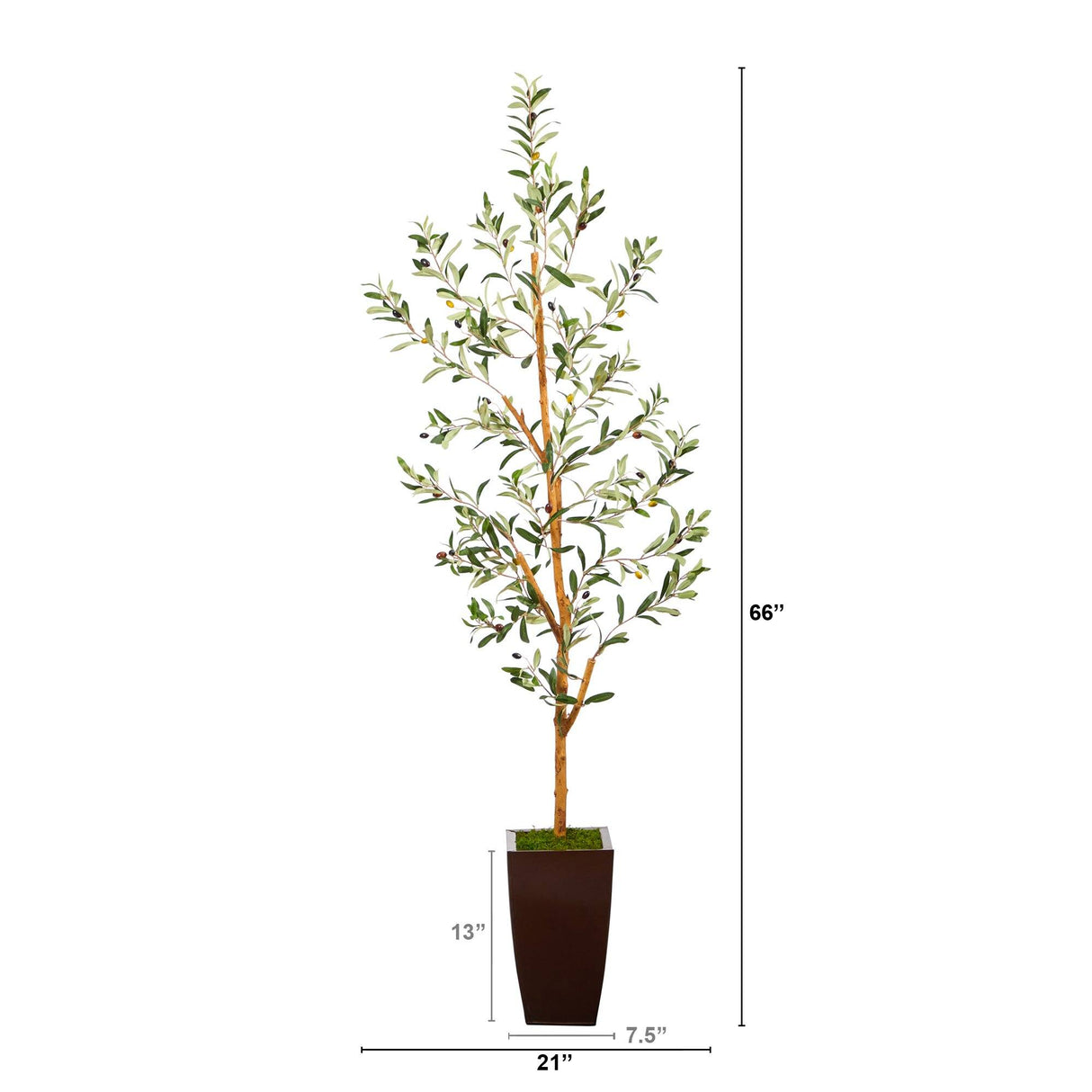 5.5’ Olive Artificial Tree in Bronze Metal Planter-Parc Decor