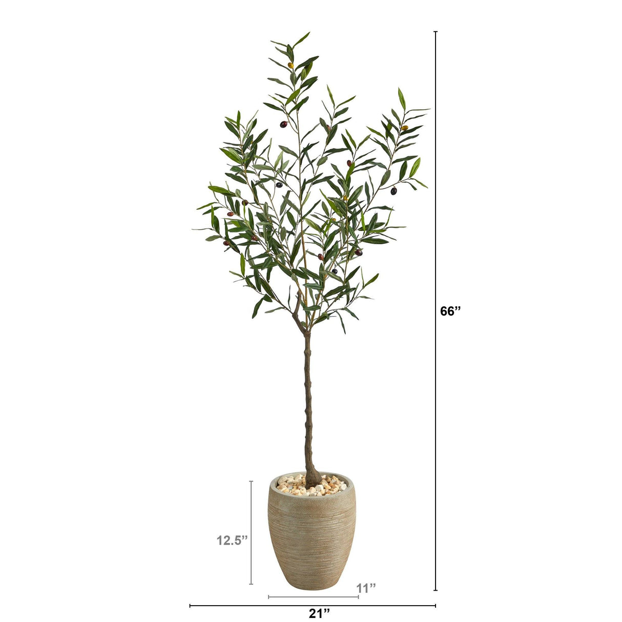 5.5’ Olive Artificial Tree in Sand Colored Planter-Parc Decor
