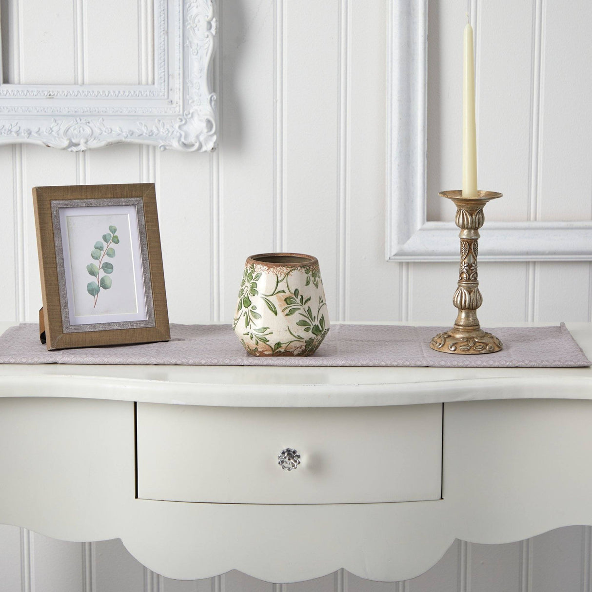 5.5” Tuscan Ceramic Green Scroll Planter-Parc Decor