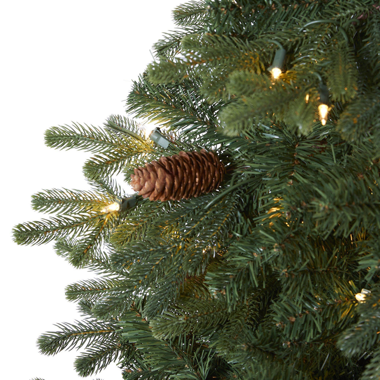 5.5’ Yukon Mountain Fir Artificial Christmas Tree with 250 Clear Lights, Pine Cones and 800 Bendable Branches-Christmas Tree-Parc Decor