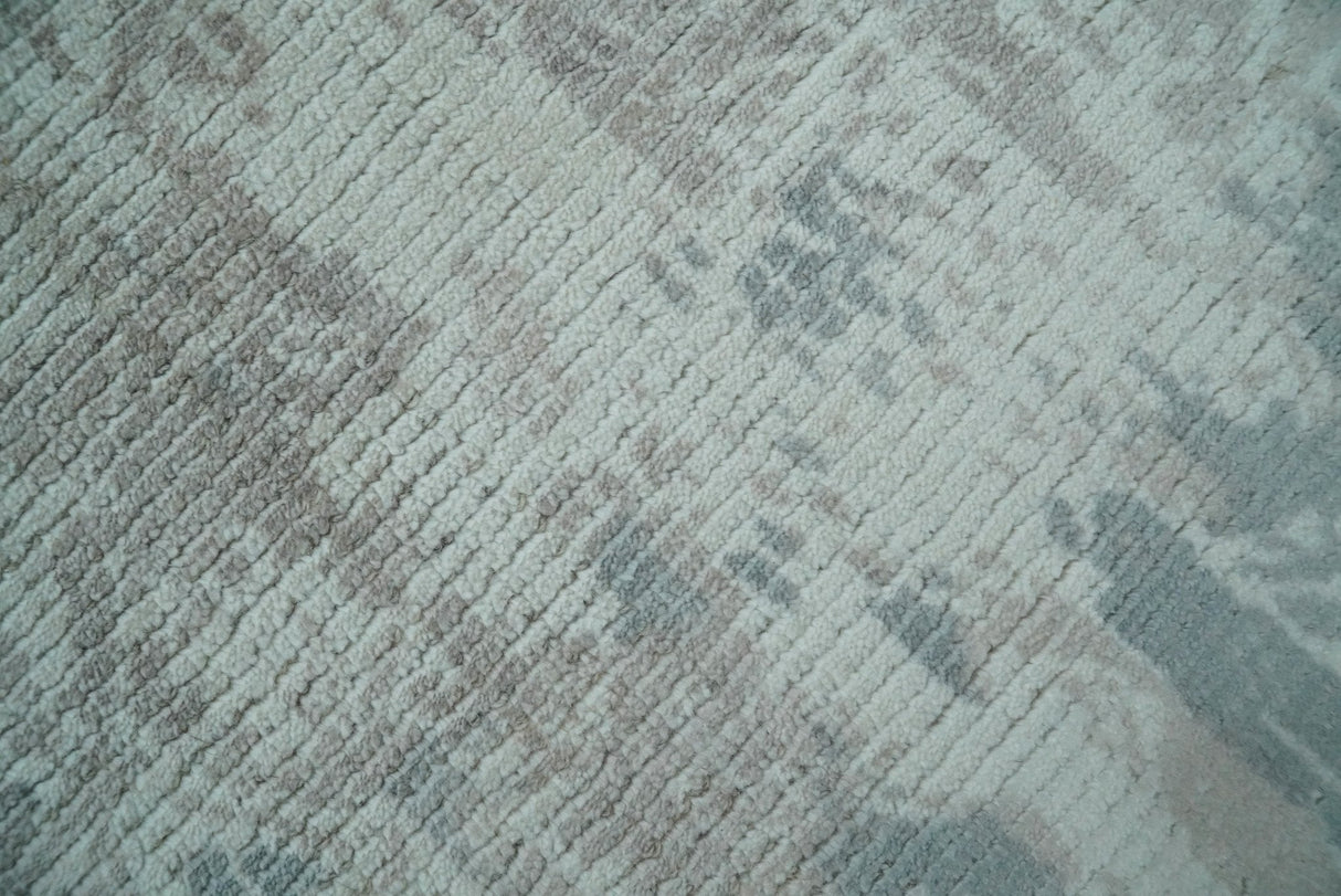 5.8x7.9 Modern Abstract Blue and Brown Hand Loom Wool Rug