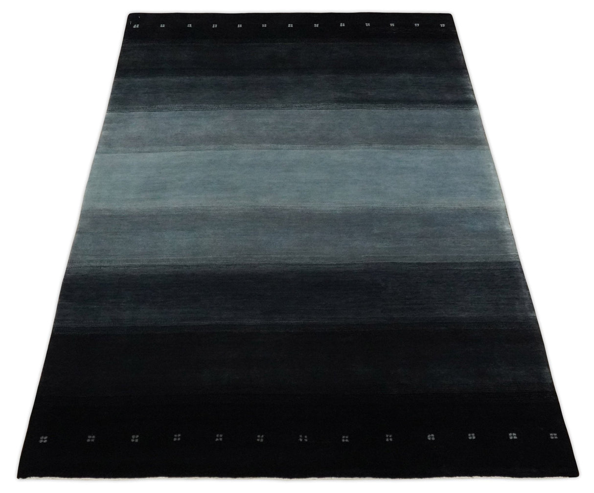 5x7 Black, Charcoal and Gray Striped Wool Hand Woven Southwestern Lori Rug