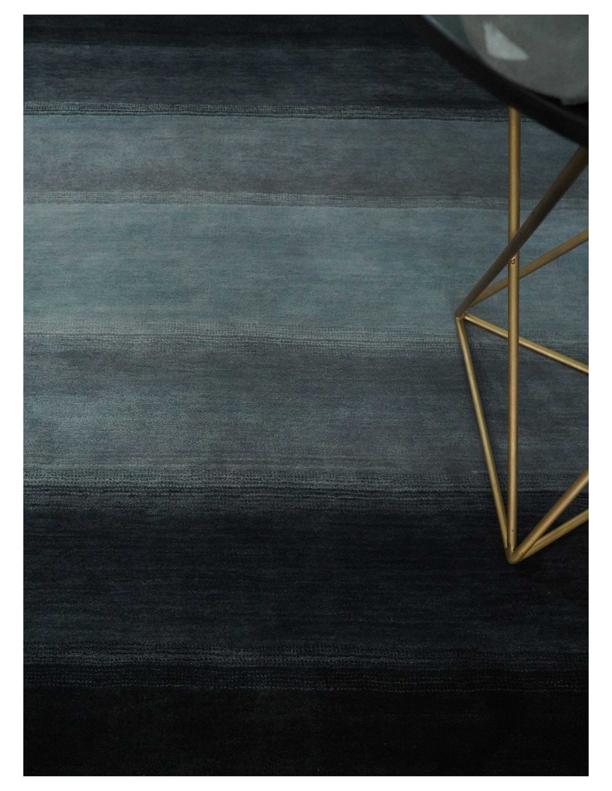 5x7 Black, Charcoal and Gray Striped Wool Hand Woven Southwestern Lori Rug