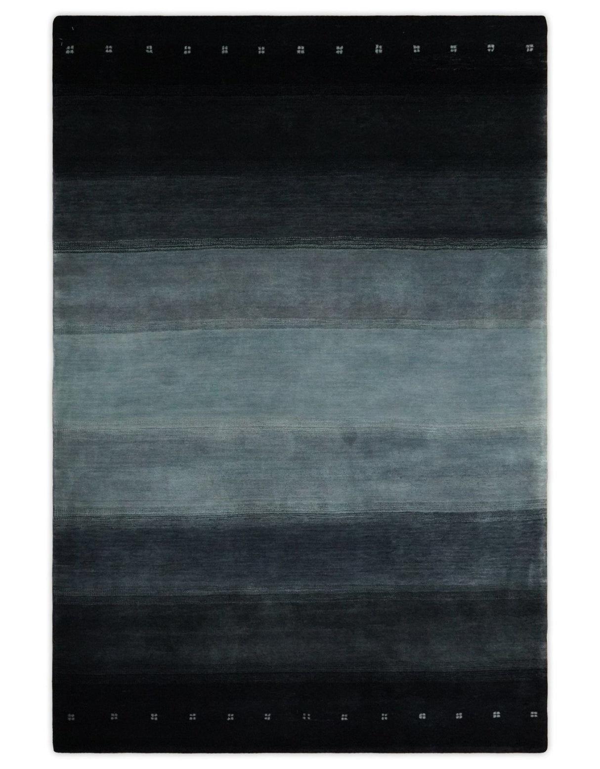 5x7 Black, Charcoal and Gray Striped Wool Hand Woven Southwestern Lori Rug