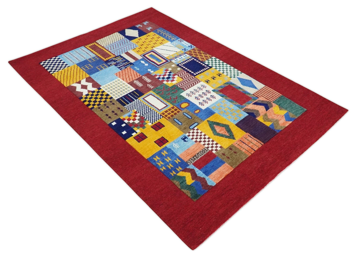 5x7 Multicolor Abstract Wool Hand Woven Southwestern Lori Gabbeh Rug