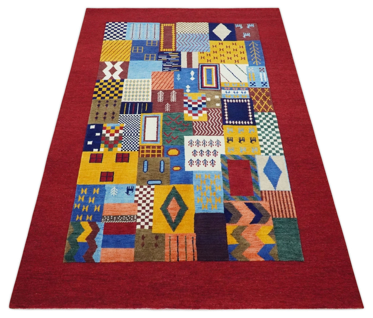 5x7 Multicolor Abstract Wool Hand Woven Southwestern Lori Gabbeh Rug