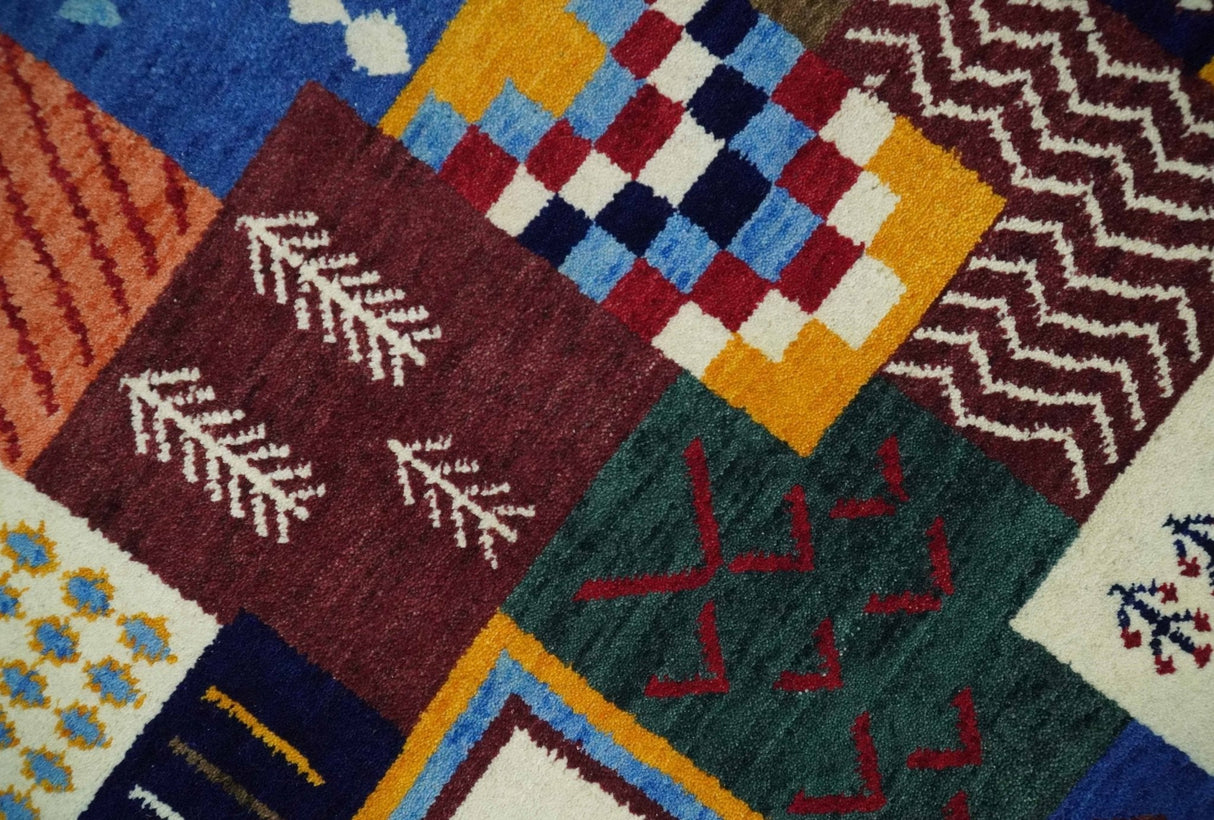 5x7 Multicolor Abstract Wool Hand Woven Southwestern Lori Gabbeh Rug