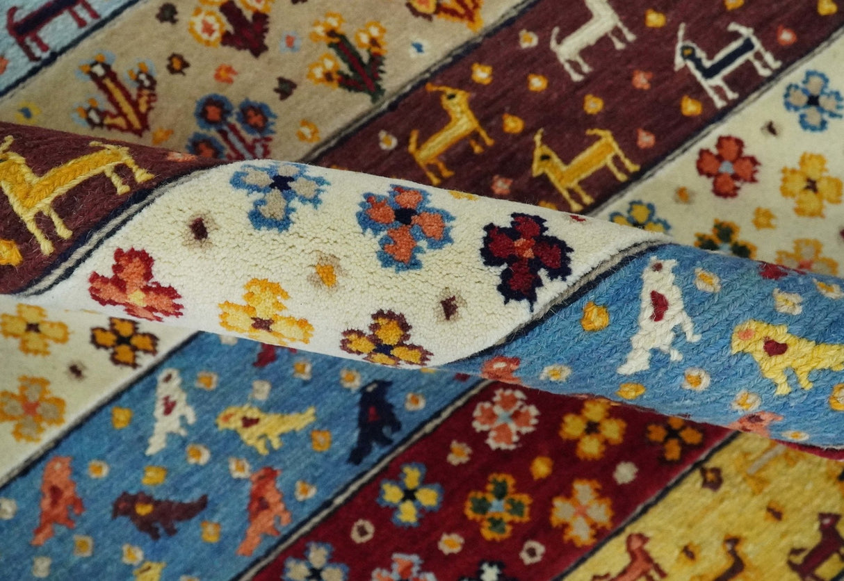 5x7 Multicolor Animal Brid Wool Hand Made Southwestern Lori Rug