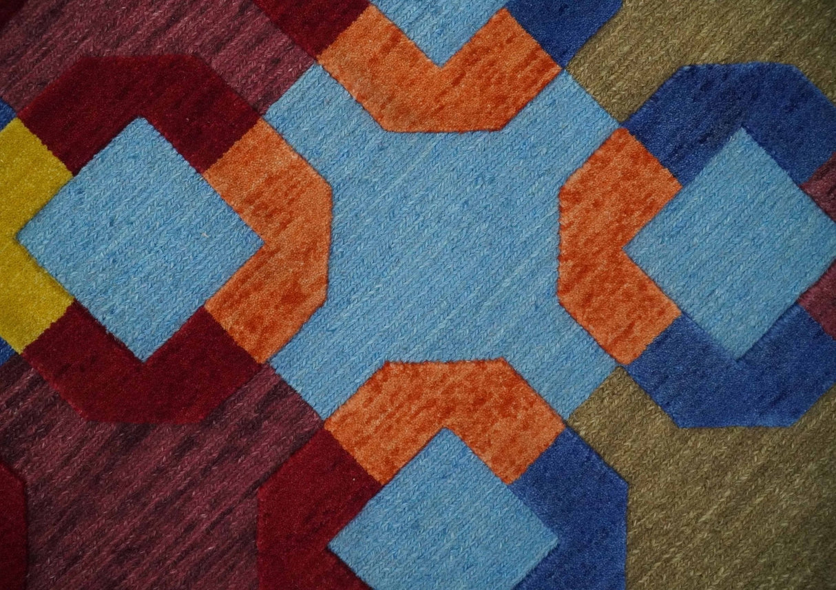 5x7 Multicolor Modern Abstract Wool Hand Woven Southwestern Rug