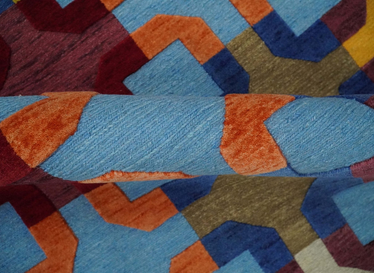 5x7 Multicolor Modern Abstract Wool Hand Woven Southwestern Rug