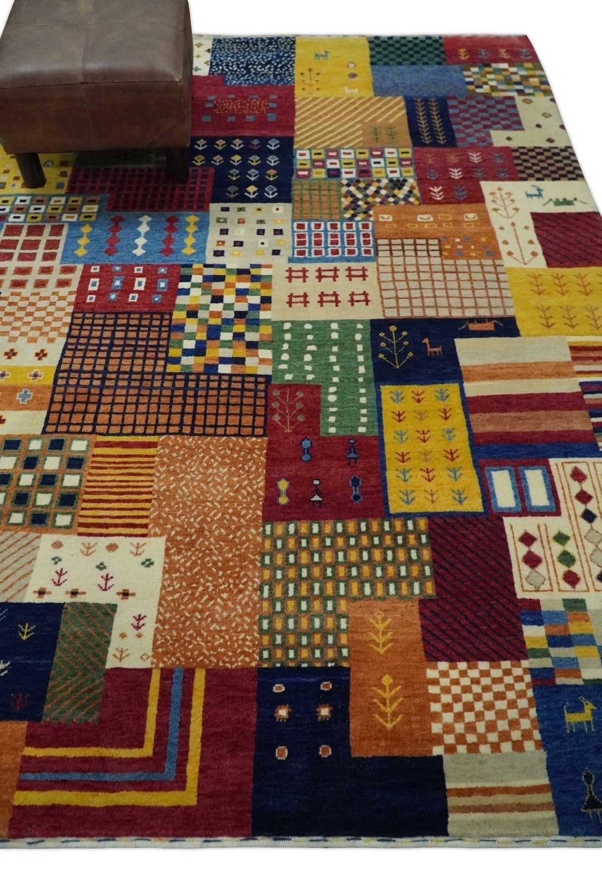 5x7 Multicolor Shapes Modern Wool Hand Woven Southwestern Lori Gabbeh Rug