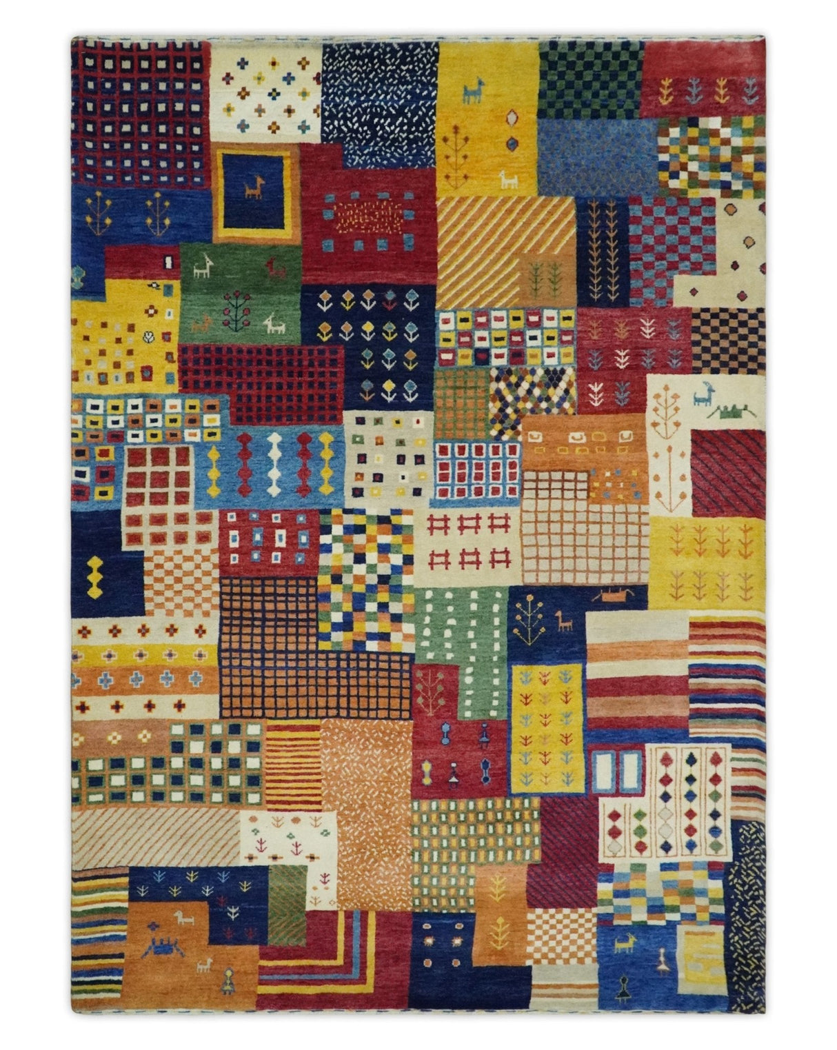 5x7 Multicolor Shapes Modern Wool Hand Woven Southwestern Lori Gabbeh Rug