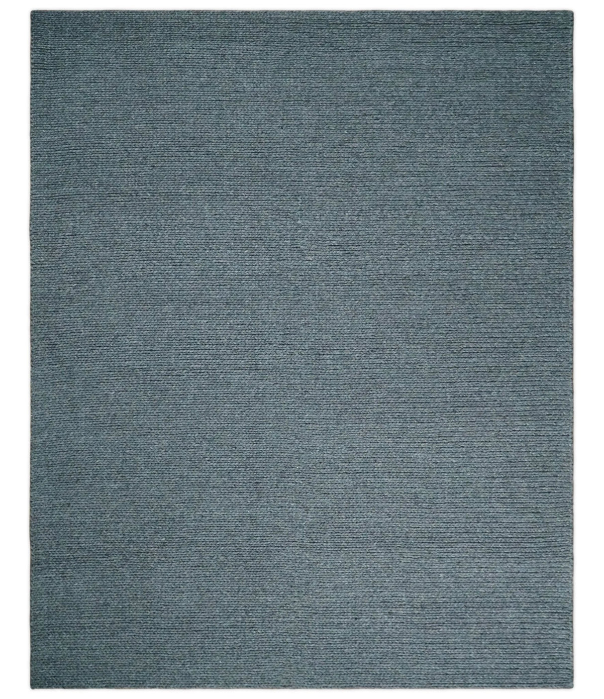 5x8 and 8x10 Braided Wool Solid Gray Hand Woven Soft Plush Area Rug