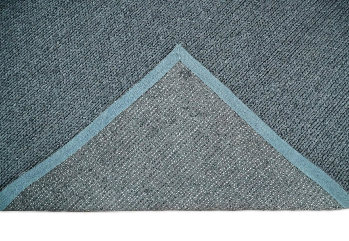 5x8 and 8x10 Braided Wool Solid Gray Hand Woven Soft Plush Area Rug