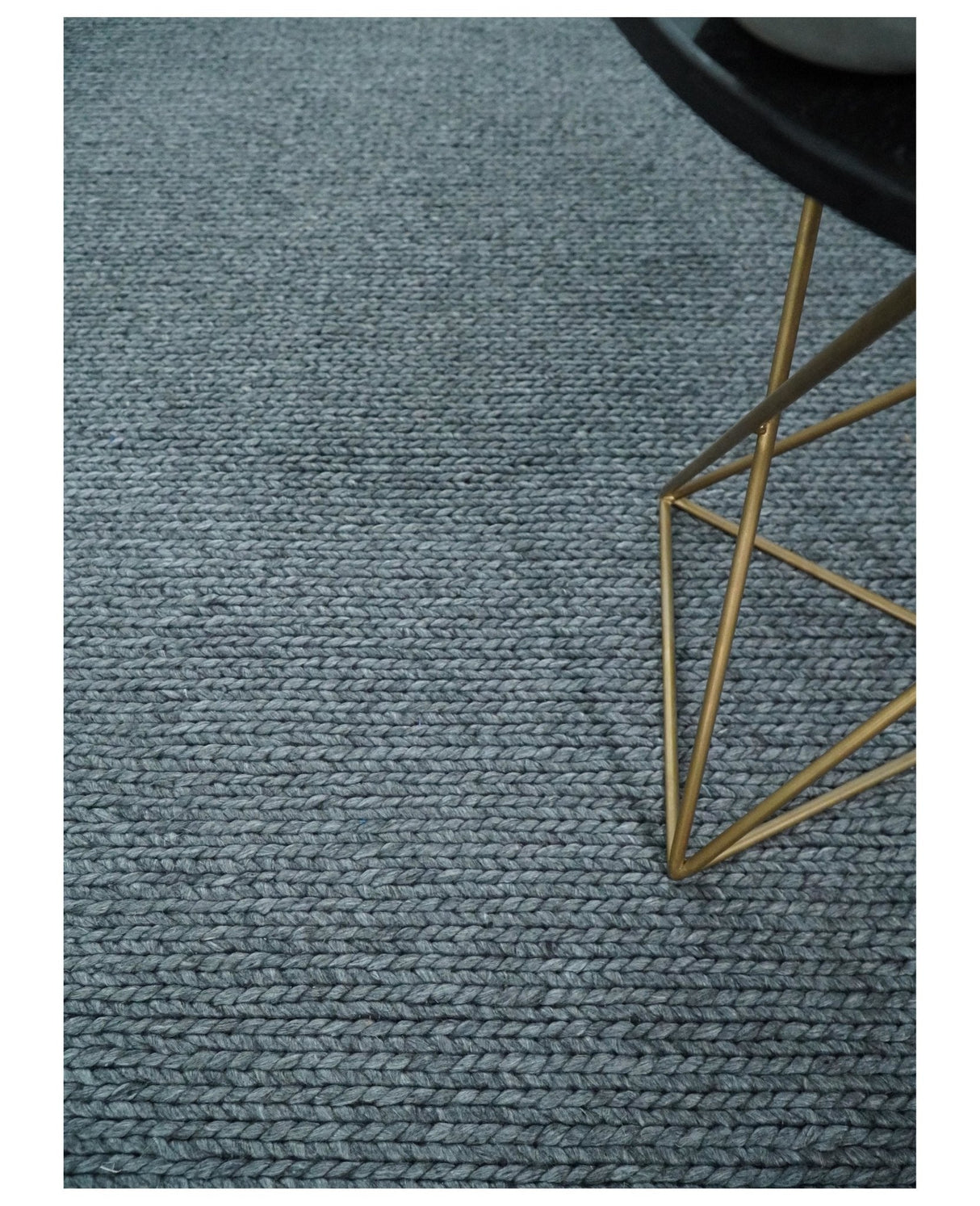 5x8 and 8x10 Braided Wool Solid Gray Hand Woven Soft Plush Area Rug