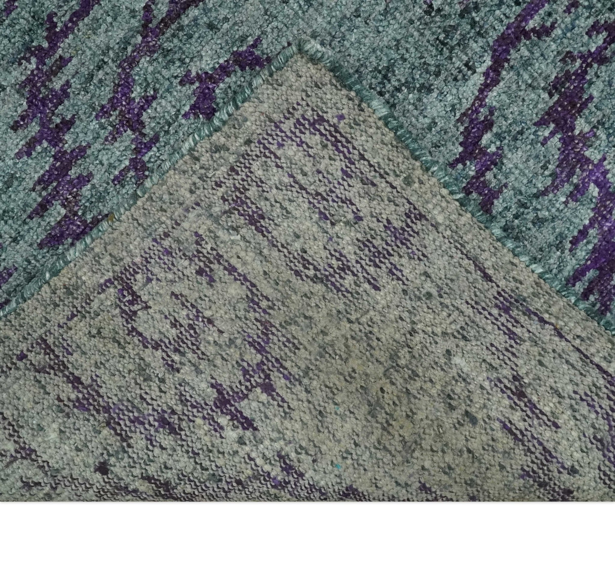 5x8 and 8x10 Hand Knotted Blue, Gray and Purple Modern Contemporary Southwestern Tribal Recycled Silk Area Rug
