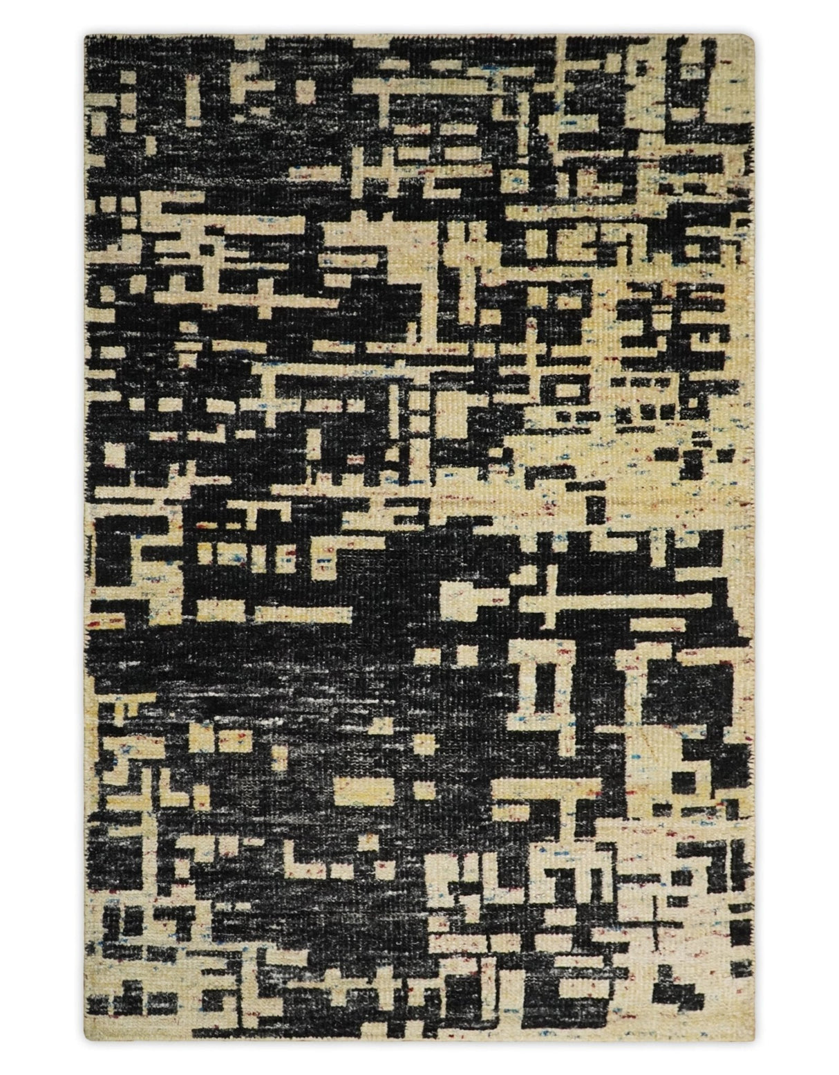 5x8 and 9x12 Hand Knotted Silver, Charcoal and Brown Modern Abstract Recycled Silk Area Rug