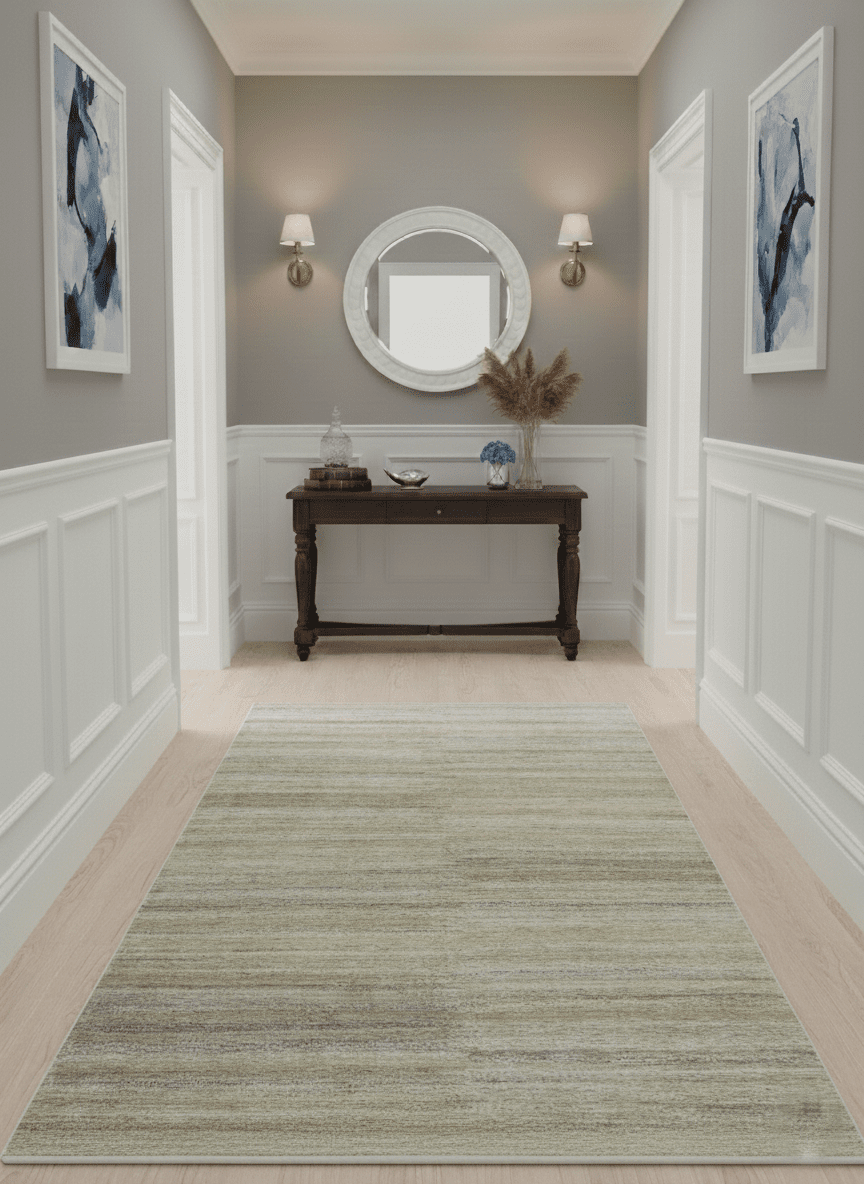 5x8 Beige, Gray and Silver Stripes Design Dari Pet yarn Rug