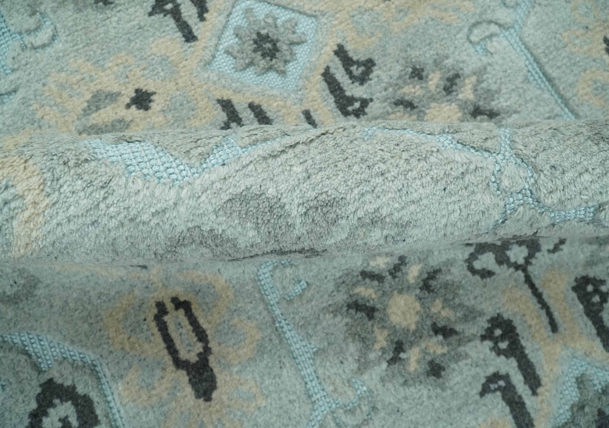 5x8 Blue, Silver and Charcoal Traditional Mamluk Design Hand Knotted wool Area Rug
