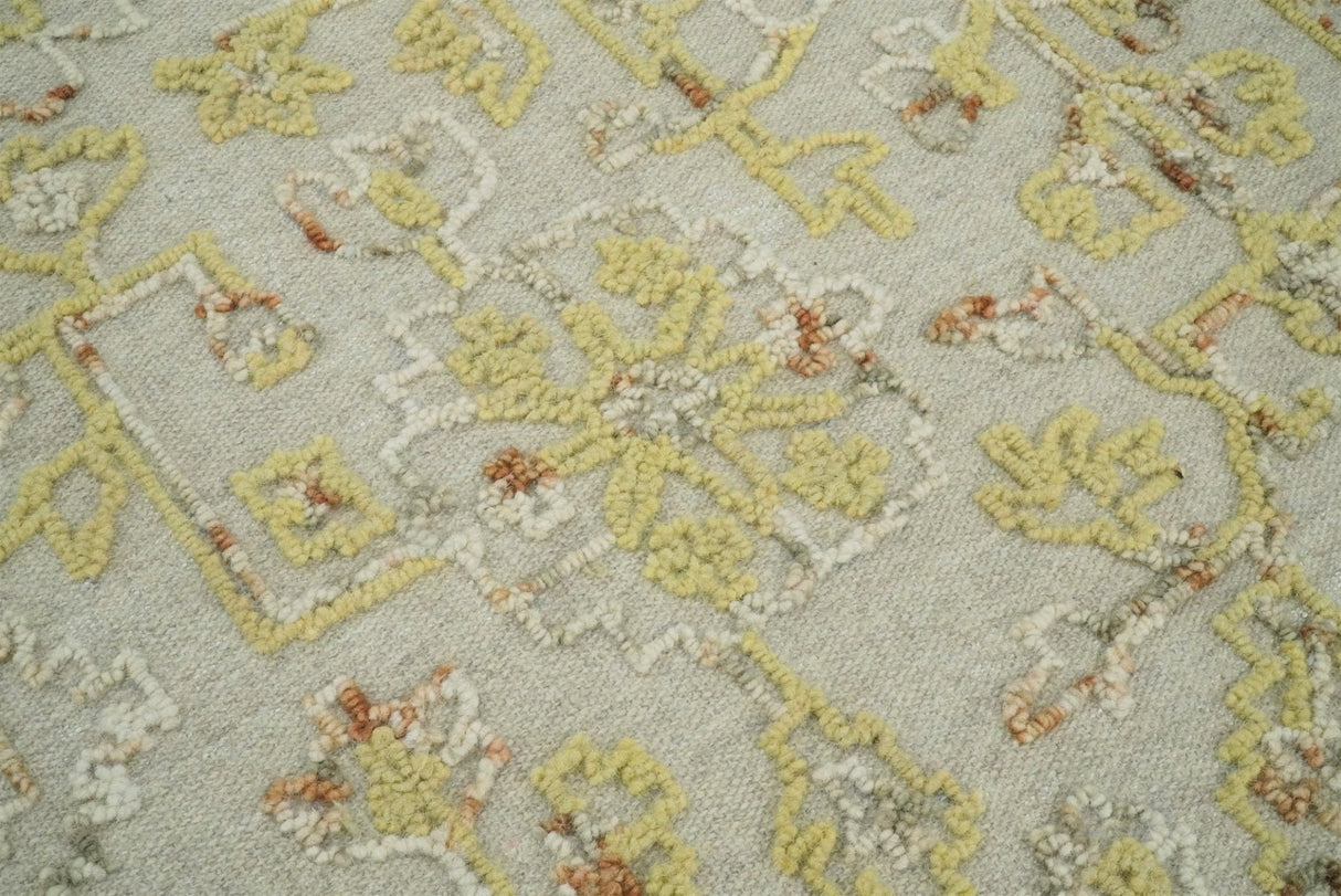 5x8 Hand Hooked Yellow and Ivory Wool Textured Loop Area Rug | GAR6-Area Rug-Parc Decor