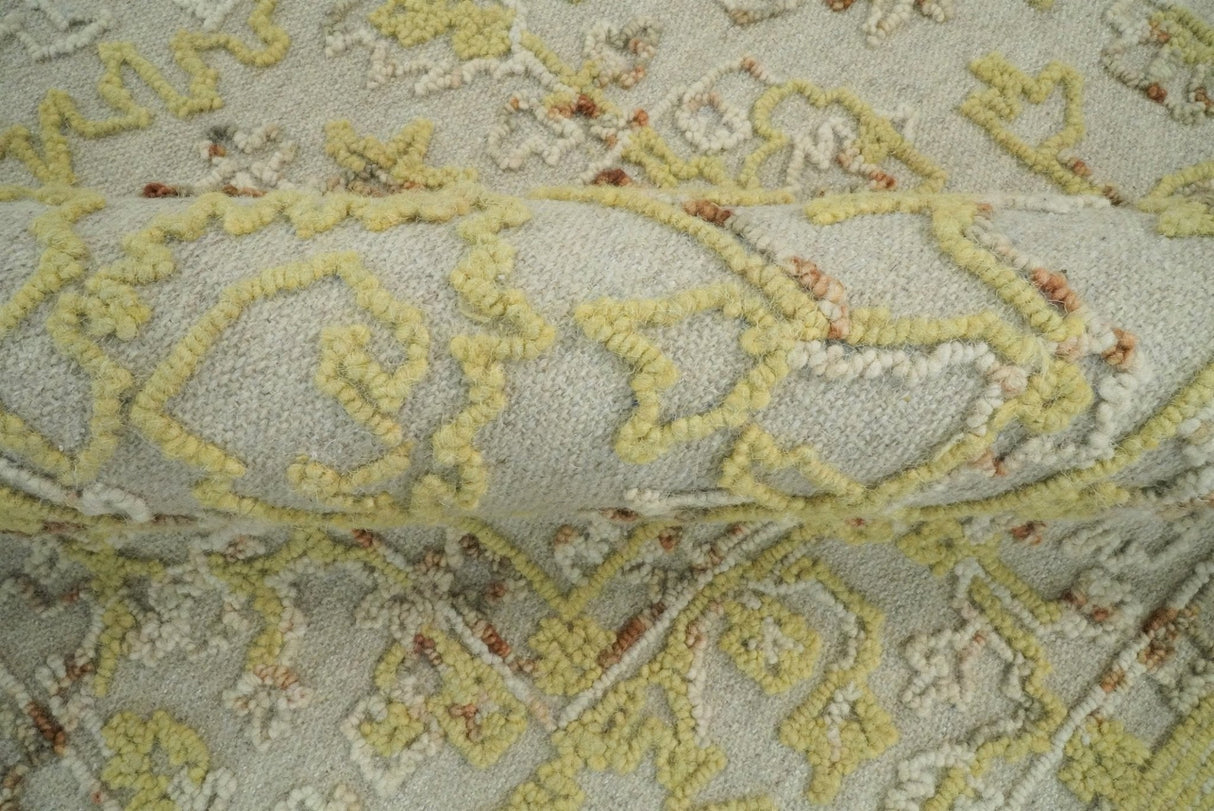 5x8 Hand Hooked Yellow and Ivory Wool Textured Loop Area Rug | GAR6-Area Rug-Parc Decor