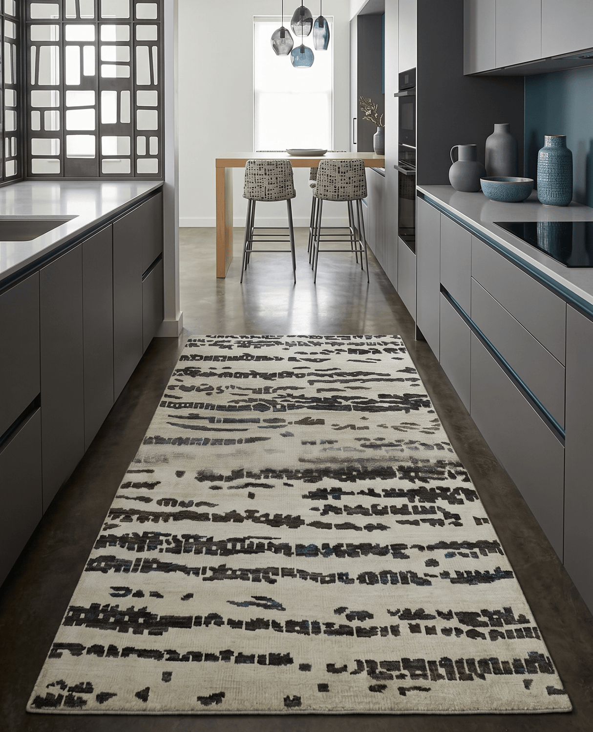 5x8 Hand Knotted Beige and Brown Modern Abstract Recycled Silk Area Rug