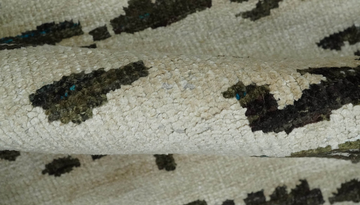 5x8 Hand Knotted Beige and Brown Modern Abstract Recycled Silk Area Rug