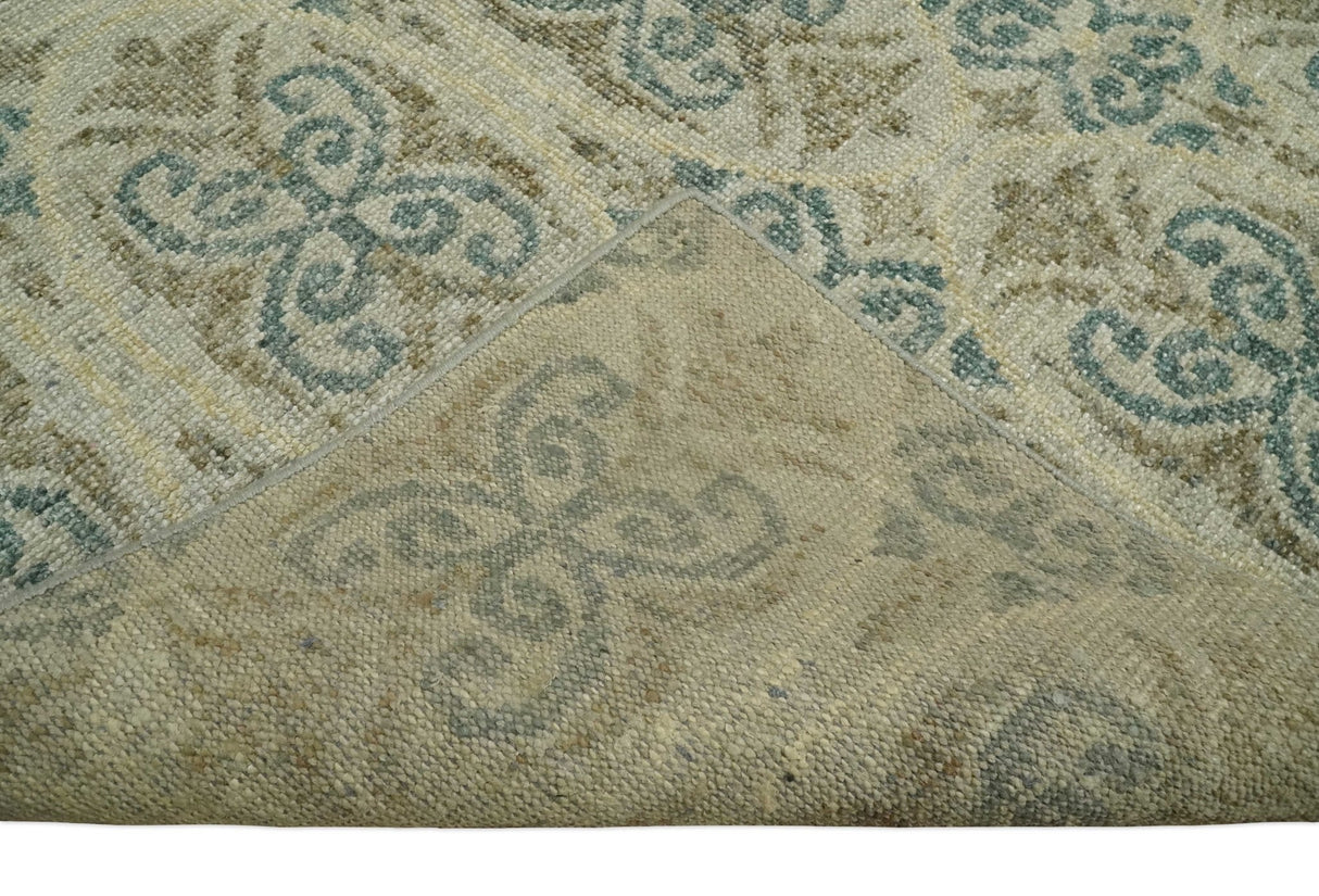 5x8 Hand Knotted Beige, Blue and Camel Modern Contemporary Bamboo Silk Area Rug