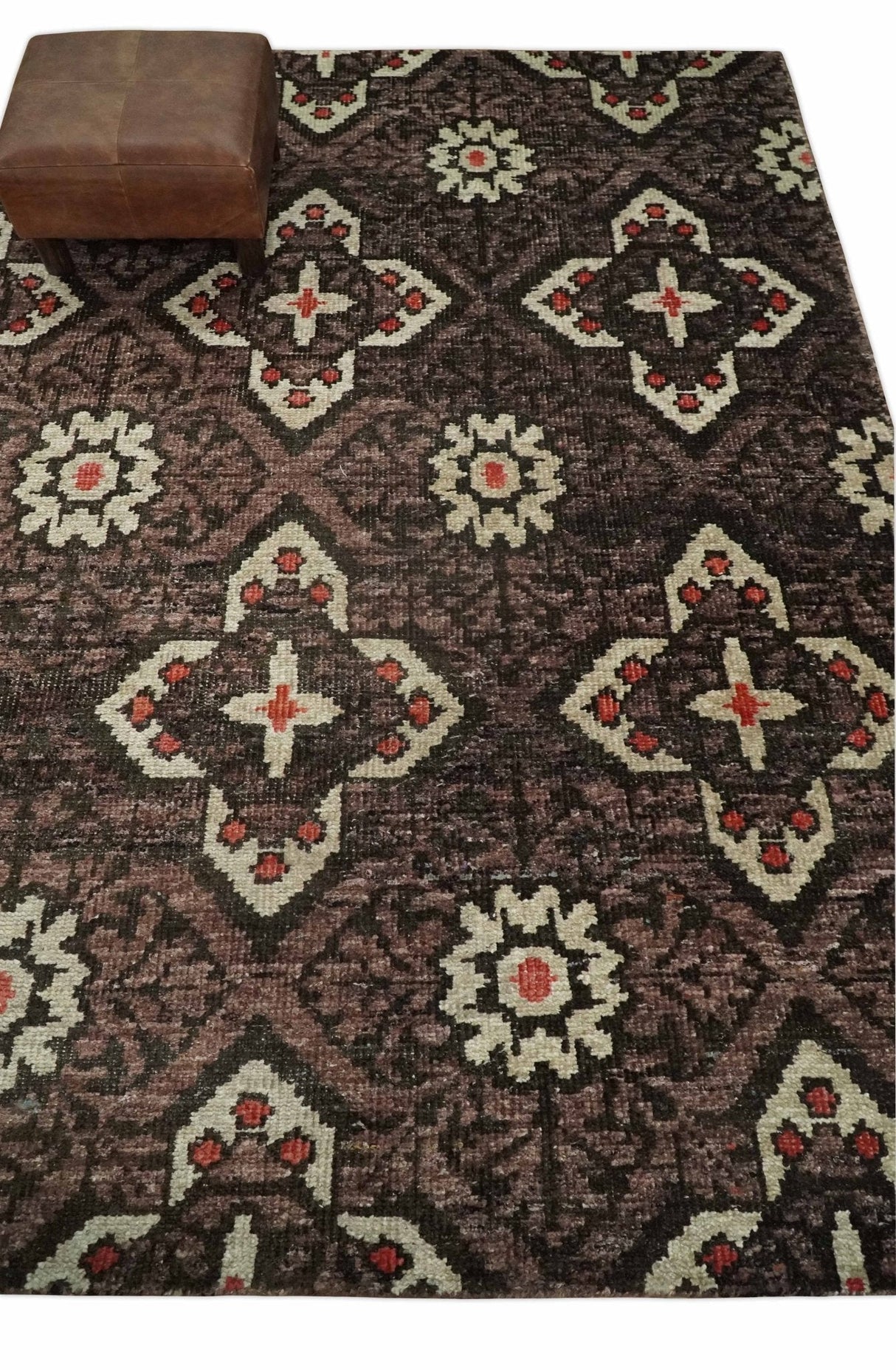 5x8 Hand Knotted Brown, Beige and Rust Antique Style Contemporary Bamboo Silk Area Rug