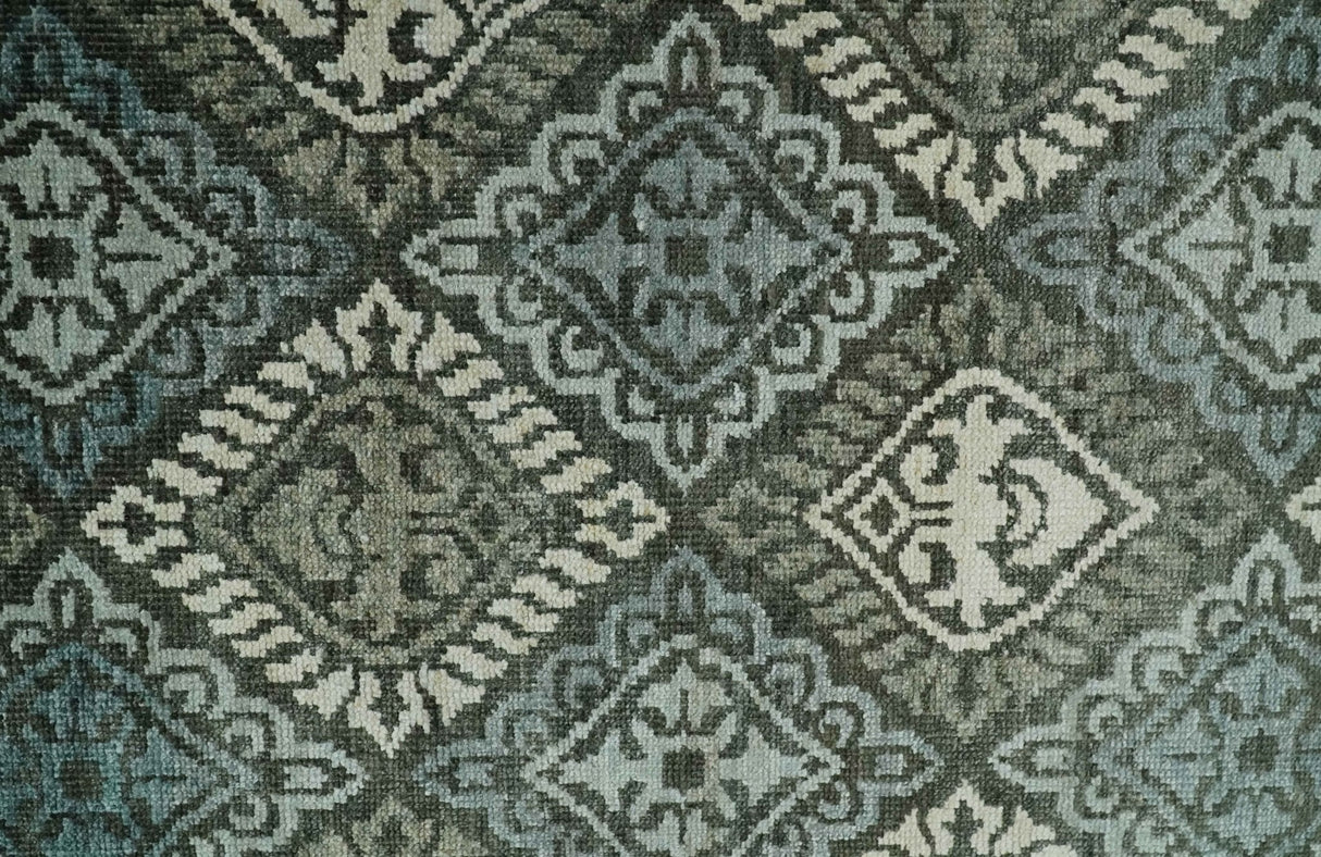 5x8 Hand Knotted Charcoal, Blue and Ivory Contemporary Bamboo Silk Area Rug