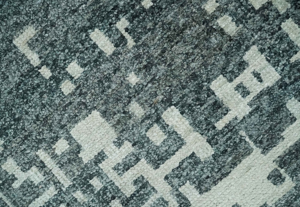 5x8 Hand Knotted Gray, Charcoal and Ivory Modern Abstract Contemporary Recycled art silk Area Rug-Area Rug-Parc Decor