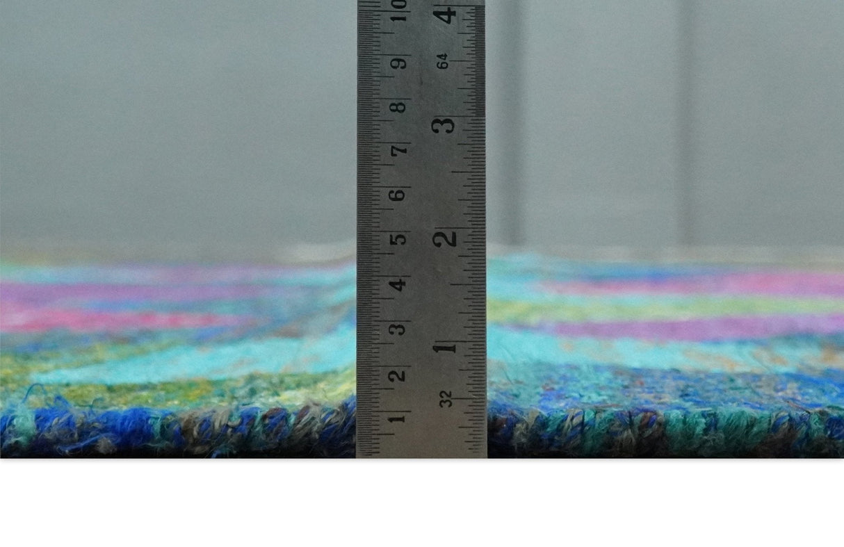 5x8 Hand Knotted Multicolor Modern Geometric Recycled Silk Area Rug