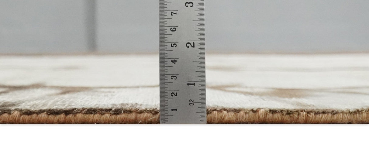 5x8 Hand Woven and Carved Silver and Brown Floral Art Silk Rug | KNT3-Area Rug-Parc Decor