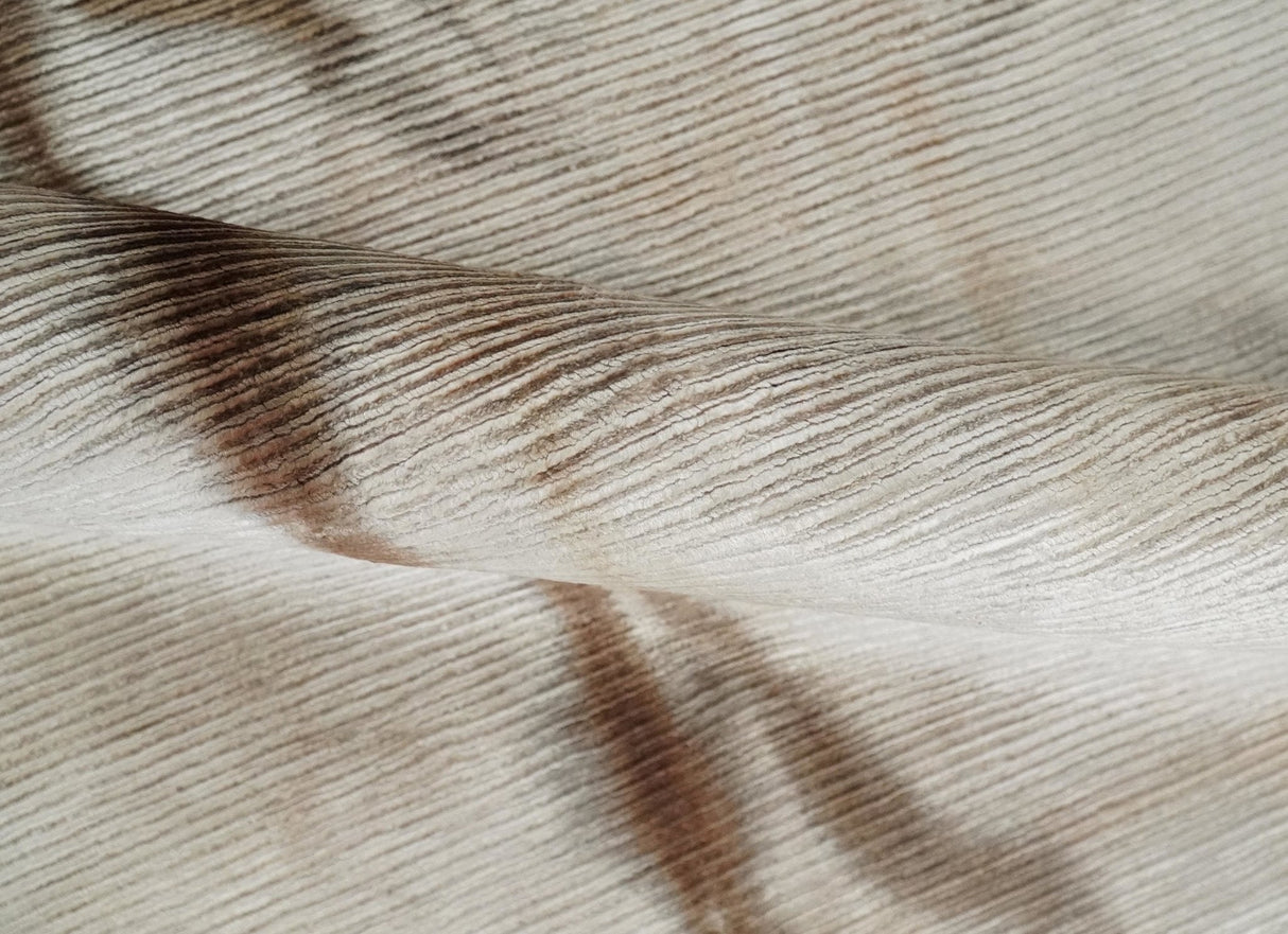 5x8 Hand Woven and Carved Silver and Brown Floral Art Silk Rug | KNT3-Area Rug-Parc Decor