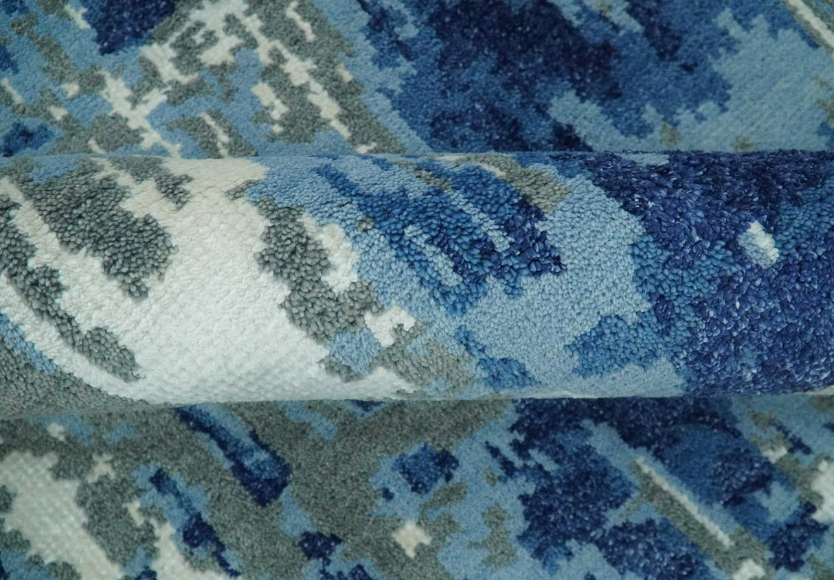 5x8 Modern Abstract Hand Knotted Wool Area Rug