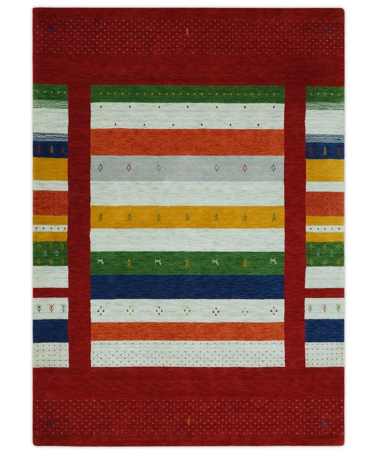5x8 Multicolor Striped Wool Hand Woven Southwestern Lori Gabbeh Rug
