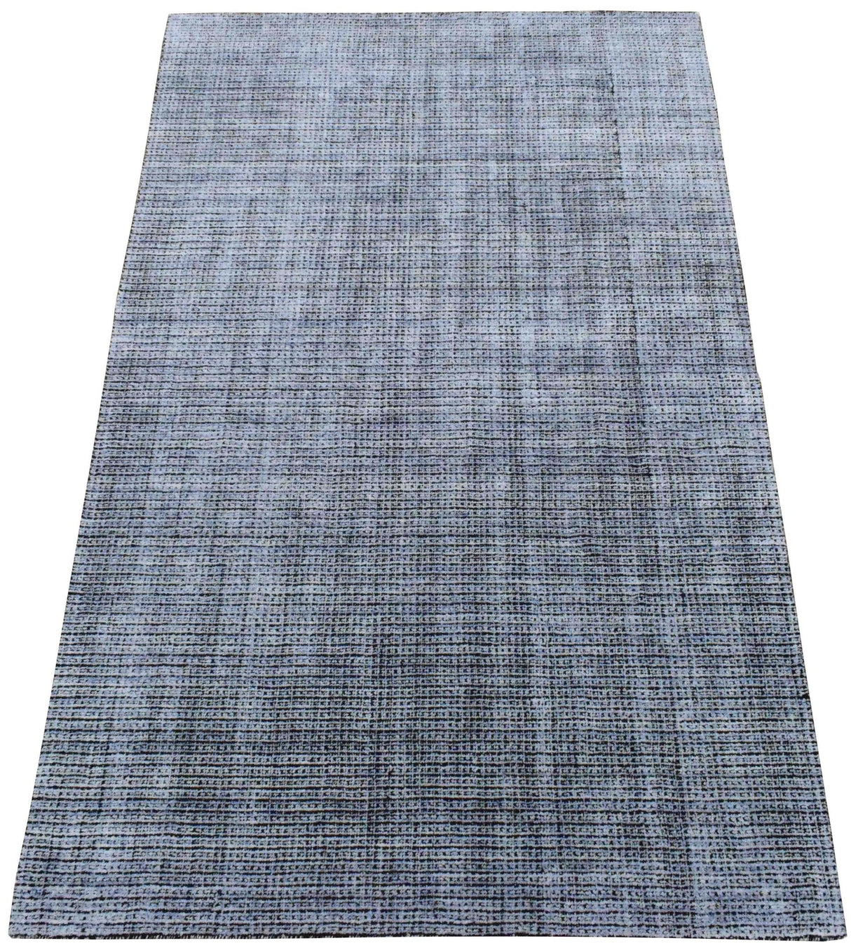 5x8 Silver and Black Modern Contemporary Hand Loom Viscose Area Rug